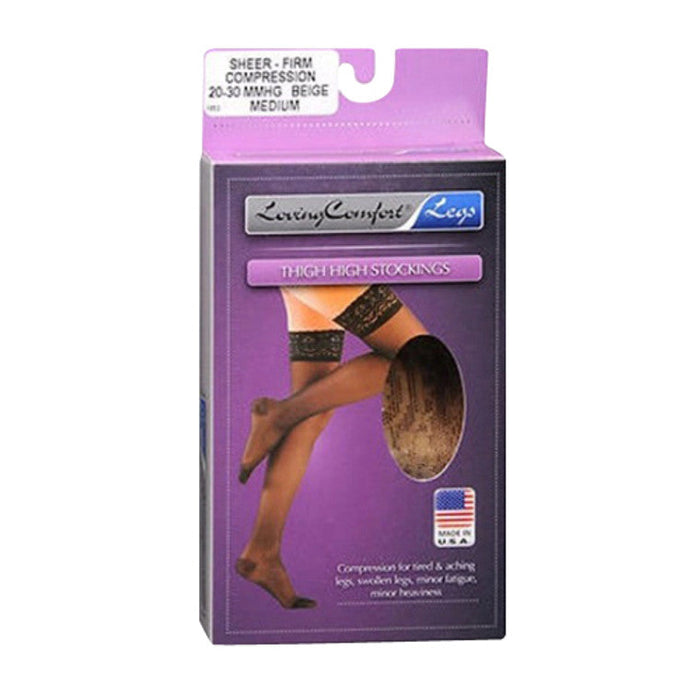 Loving Comfort Thigh High Stockings Firm Compression Beige Medium - 1ct by Pasteur Pharmacy