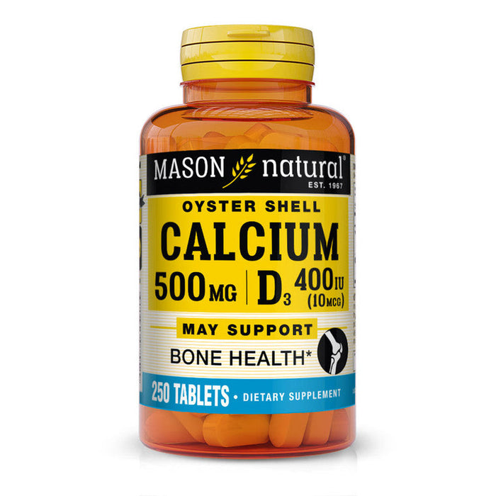 Mason Natural® Oyster Shell Calcium 500 mg with Vitamin D3 (250 Tablets) by Pasteur Pharmacy