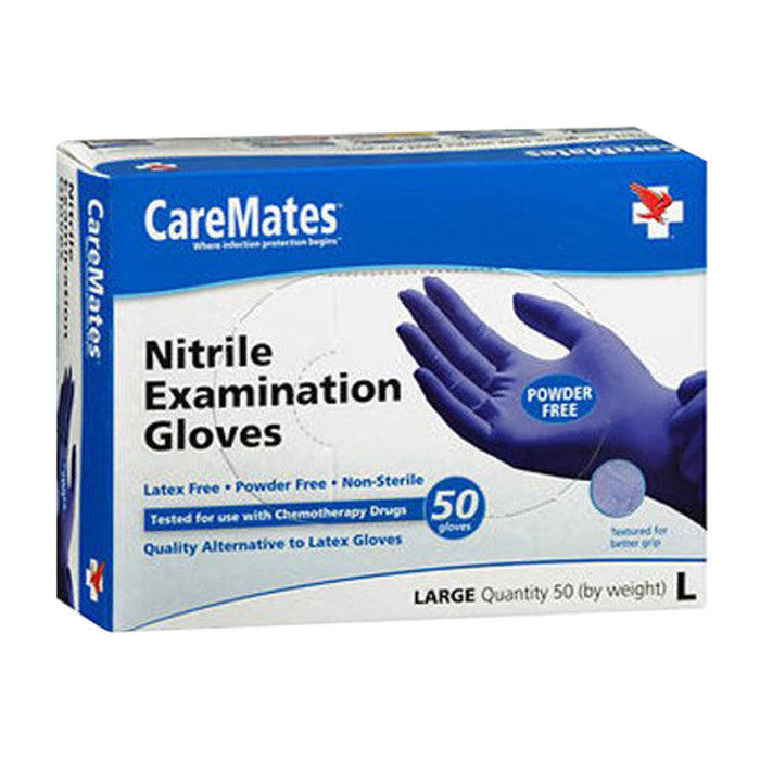 Caremates Powder Free Nitrile Examination Gloves Large by Pasteur Pharmacy
