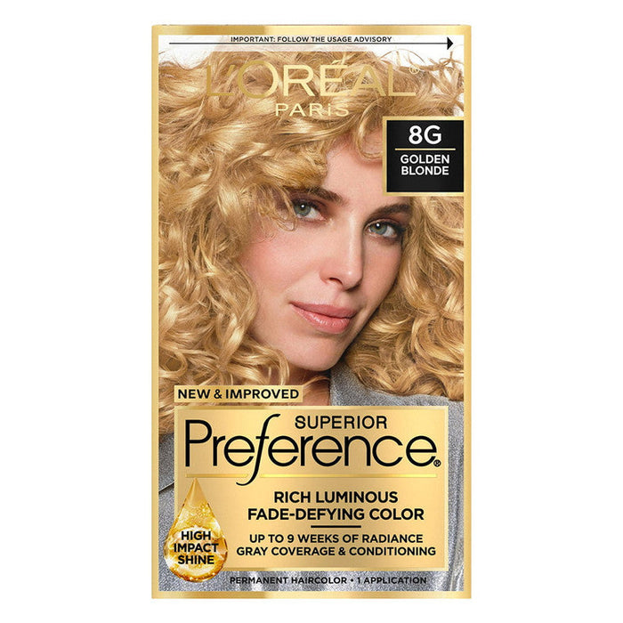 Superior Preference L'Oreal Paris Fade-Defying Shine Permanent Hair Color, 8G Golden Blonde, 1 Kit by Pasteur Pharmacy
