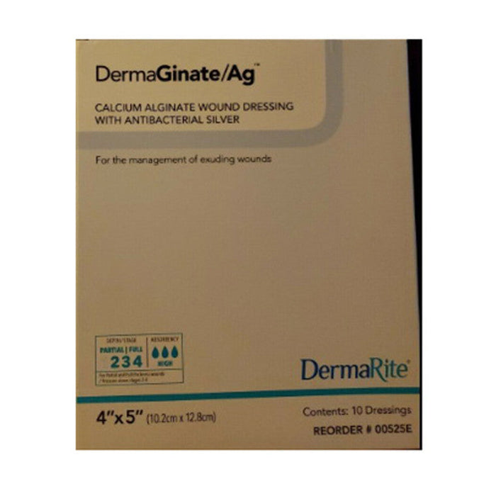 Dermarite DermaGinate/ Ag Alginate Dressing With Antibacterial Silver 4X 5 In 10 Ct by Pasteur Pharmacy