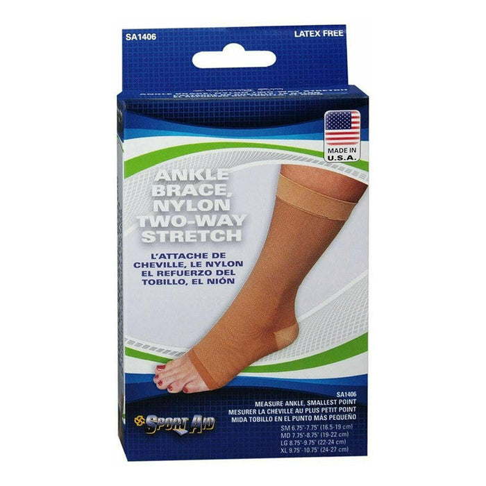 Sport Aid Nylon Slip-On Ankle Brace, Size Large - Lightweight Compression Support by Pasteur Pharmacy