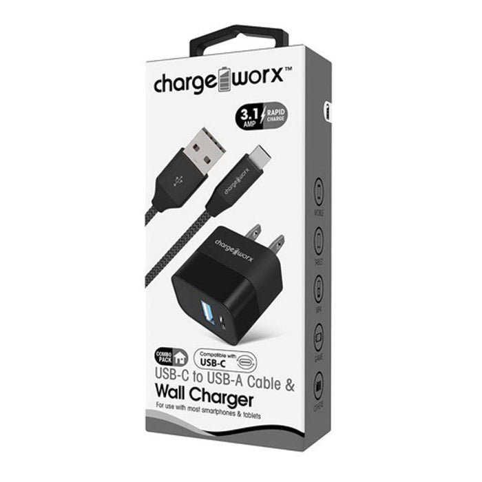 Chargeworx USB+USB-C Wall Charger & USB-C Cable, Black by Pasteur Pharmacy