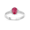 0.85 Ct Oval Pink Ruby Diamond Prong 10K Gold Pave Bridge Ring