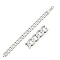 Rhodium Plated 11.6mm Sterling Silver Curb Style Bracelet by Bids.com