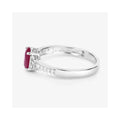 0.85 Ct Oval Pink Ruby Diamond Prong 10K Gold Pave Bridge Ring by Fine Color Jewels