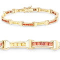 Princess Orange Sapphire Channel Silver Tennis Link Bracelet by Fine Color Jewels