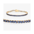 12.71 Ct Marquise Blue Sapphire Prong 10K Yellow Gold Diagonal Inline Tennis Bracelet by Fine Color Jewels