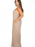 Curvy Spaghetti Strap Solid Wide Jumpsuit {BP5554X} by The House of Stylez