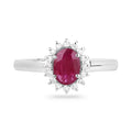 0.85 Ct Oval Pink Ruby Diamond Prong 10K Gold Halo Ring by Fine Color Jewels