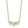10k Gold CZ Triple Heart Necklace