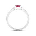0.85 Ct Oval Pink Ruby Diamond Prong 10K Gold Pave Bridge Ring by Fine Color Jewels
