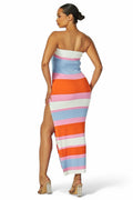 Shea Stripe Multicolor Knit Tube Maxi Dress - Light Blue by The House of Stylez