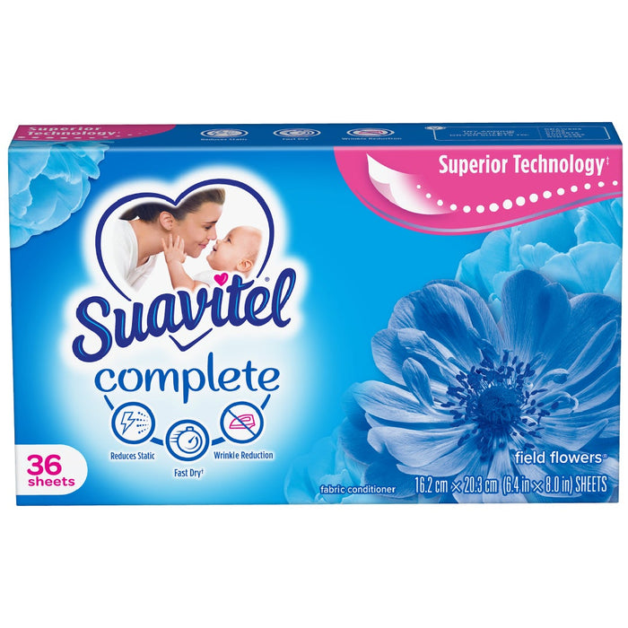 Suavitel Complete Dryer Sheets, Field Flowers Scent, 36 Count by Pasteur Pharmacy