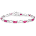 5.00 Ct Marquise Pink Ruby Prong 10K Gold X-Link Crossover Tennis Bracelet by Fine Color Jewels