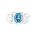 London Blue Topaz Sterling Silver Unisex Ring by Fine Color Jewels