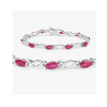 5.00 Ct Marquise Pink Ruby Prong 10K Gold X-Link Crossover Tennis Bracelet by Fine Color Jewels