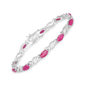 5.00 Ct Marquise Pink Ruby Prong 10K Gold X-Link Crossover Tennis Bracelet by Fine Color Jewels