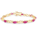 5.00 Ct Marquise Pink Ruby Prong 10K Gold X-Link Crossover Tennis Bracelet by Fine Color Jewels