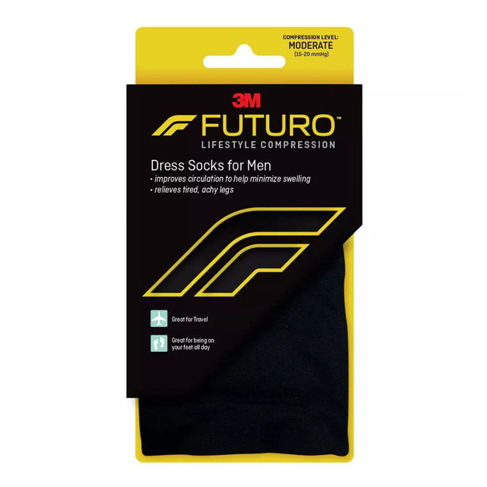 FUTURO Revitalizing Men's Dress Socks, Mild Compression 15-20 mmHg, Black, Medium, 1 Pair by Pasteur Pharmacy