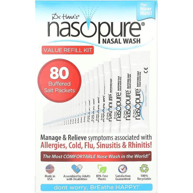 Nasopure Nasal Wash, Value Refill Kit, 80 Buffered Salt Packets by Pasteur Pharmacy