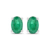 0.88 Ct Oval Green Zambian Emerald Prong 10K Gold Stud Earrings