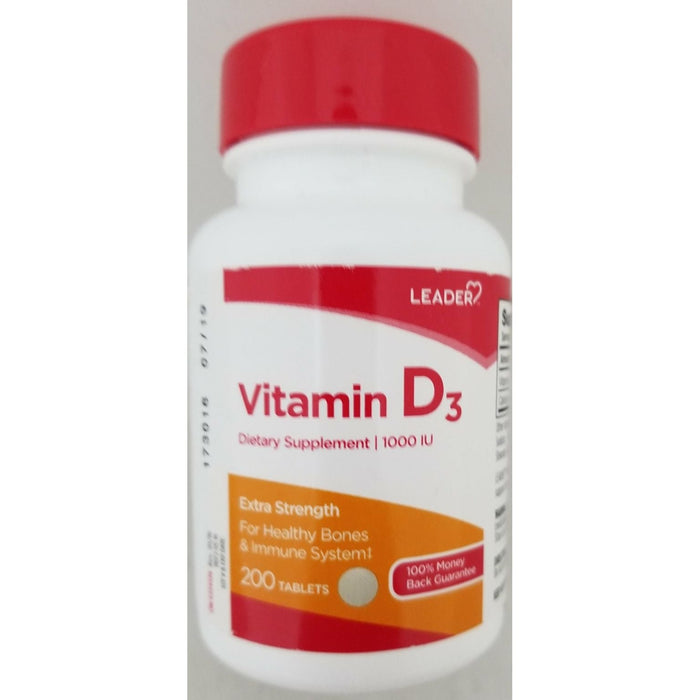 Leader Vitamin D3, Extra Strength, 1000 IU, Tablets by Pasteur Pharmacy