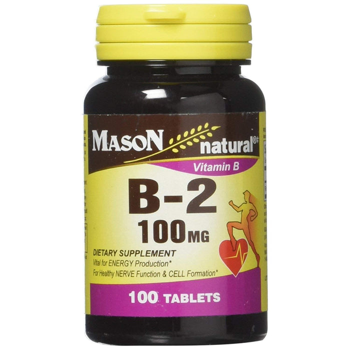 Mason Natural Vitamin B-2 (Riboflavin) – 100 mg Tablets by Pasteur Pharmacy