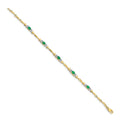 Diamond and Oval Emerald Heart 7 inch Bracelet Gold by Fine Color Jewels