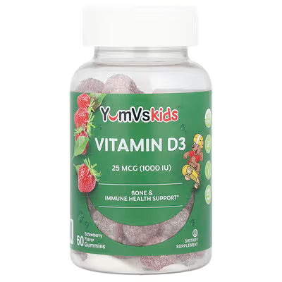 YumVs Kids Vitamin D3 25 mcg (1000 IU) Berry Gummies, 60 Count by Pasteur Pharmacy