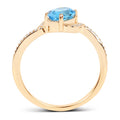 1.04 Carat Genuine Swiss Blue Topaz and White Diamond 14K Yellow Gold Ring by Bids.com