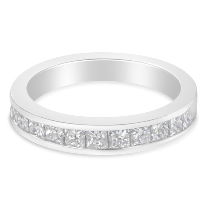 Women's 18K White Gold Princess Cut Diamond Band Ring (1 Cttw, G-H Color, SI1-SI2 Clarity) - Size 6 by Bids.com