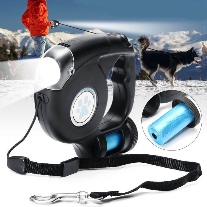 4.5M LED Flashlight Extendable Retractable Pet Dog Leash Lead with Garbage Bag by DailySale