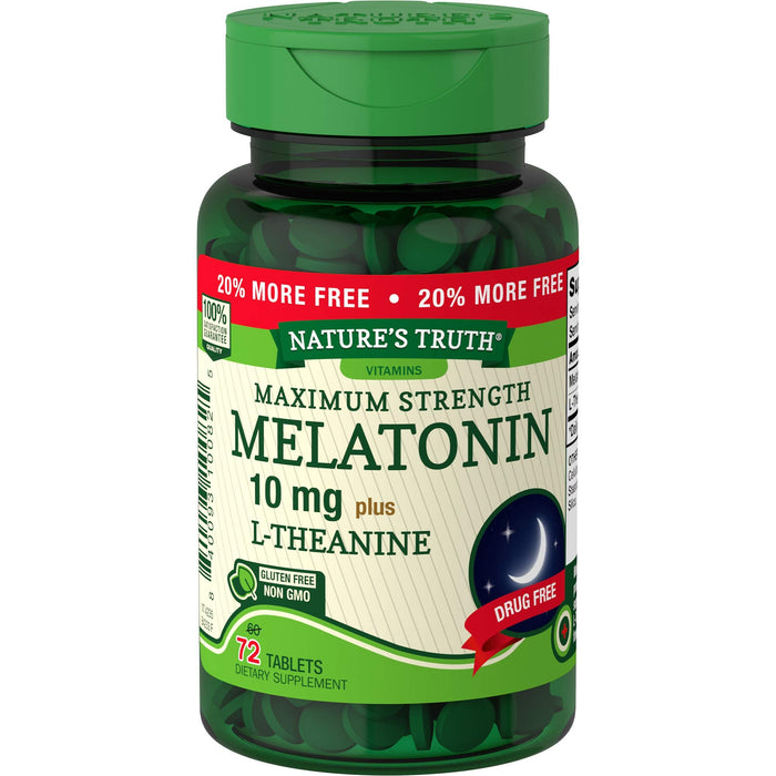 Nature's Truth® Sleep Melatonin Plus L-Theanine – 10 mg (72 Tablets) by Pasteur Pharmacy