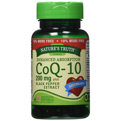 Nature's Truth CoQ-10 + Black Pepper Extract 200Mg Softgels 45+5 Bonus by Pasteur Pharmacy