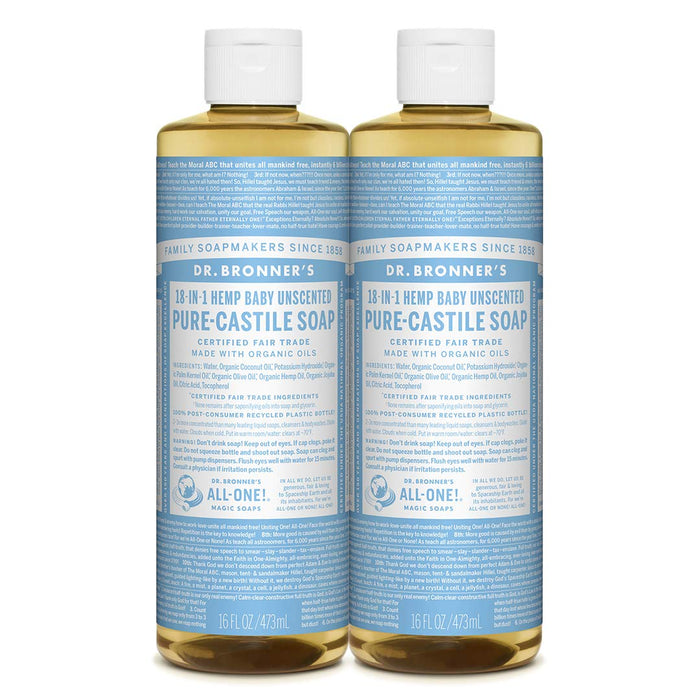 Dr. Bronner's Pure Castile Liquid Soap Baby Mild Unscented -- 16 Fl Oz by Pasteur Pharmacy