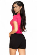 Ribbed Round Neck Short Sleeve Top {BT5492} by The House of Stylez
