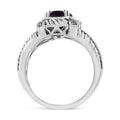 .925 Sterling Silver Prong Set Natural Oval Shape 9X7 MM Purple Amethyst Solitaire and Diamond Accent Ring (I-J Color, I1-I2 Clarity) - Ring Size 7 by Bids.com