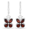 2.60 Ct Red Garnet Prong Silver Butterfly Leverback Earrings