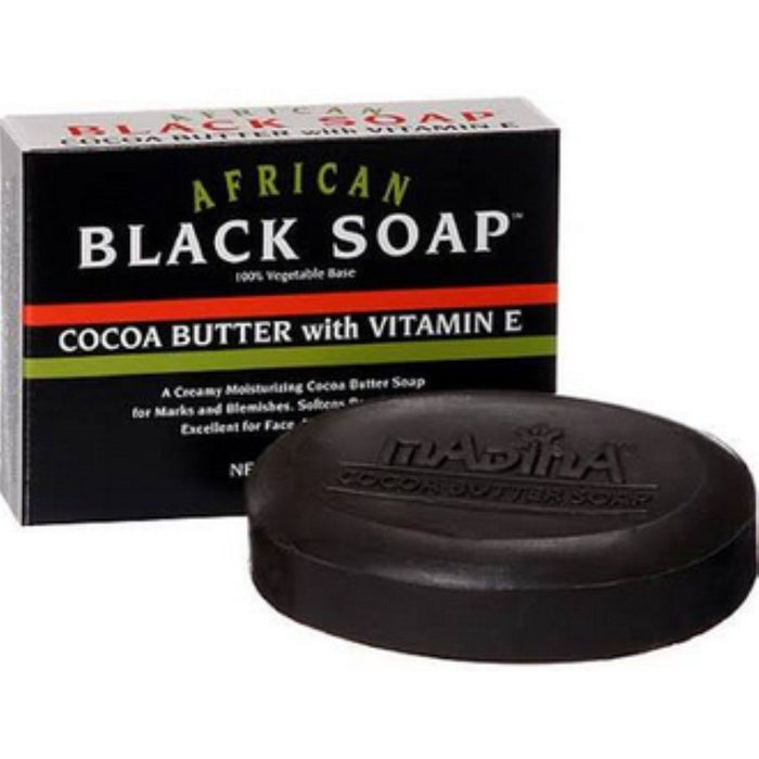 Madina African Black Soap Cocoa Butter With Vitamin E 3.5 Oz by Pasteur Pharmacy