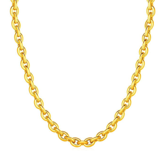 14k Yellow Gold Polished Oval Link Necklace by Bids.com