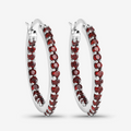 Natural Garnet Hoop Earrings by Fine Color Jewels