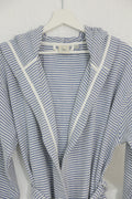 Cotton Navy Blue & White Bathrobe by NoaPure.com