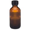 2 oz. Amber Glass Boston Round Bottles with Black Polypropylene Screw Caps (96-Pack)