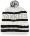 47 New York Yankees Adult Bering Cuffed Knit Pom Beanie Hat - White by I-Max Fashions