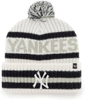 47 New York Yankees Adult Bering Cuffed Knit Pom Beanie Hat - White by I-Max Fashions