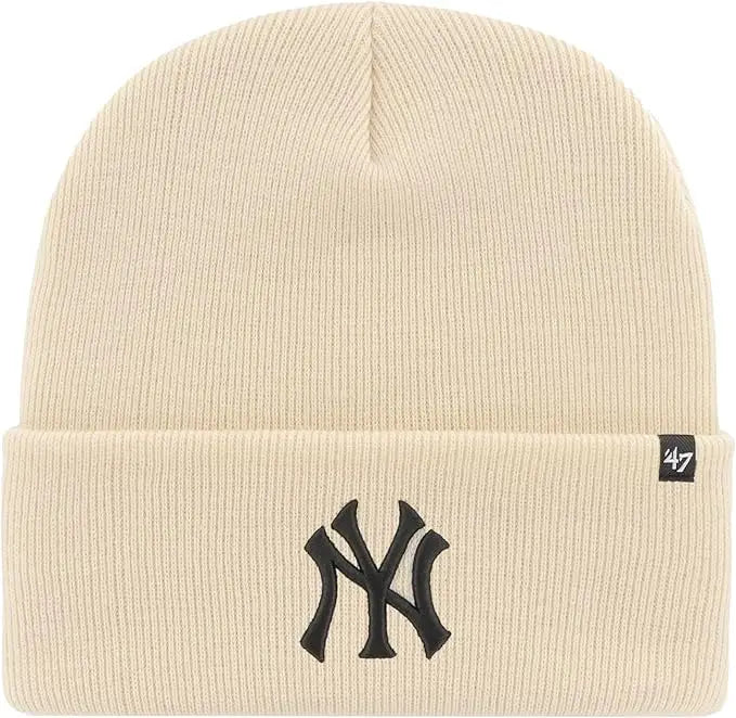 47 New York Yankees Haymaker Cuff Knit Stretch Fit Natural Logo Beanie by I-Max Fashions