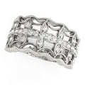 Diamond Studded Four Leaf Clover Motif Ring in 14k White Gold (1/4 cttw) by Bids.com