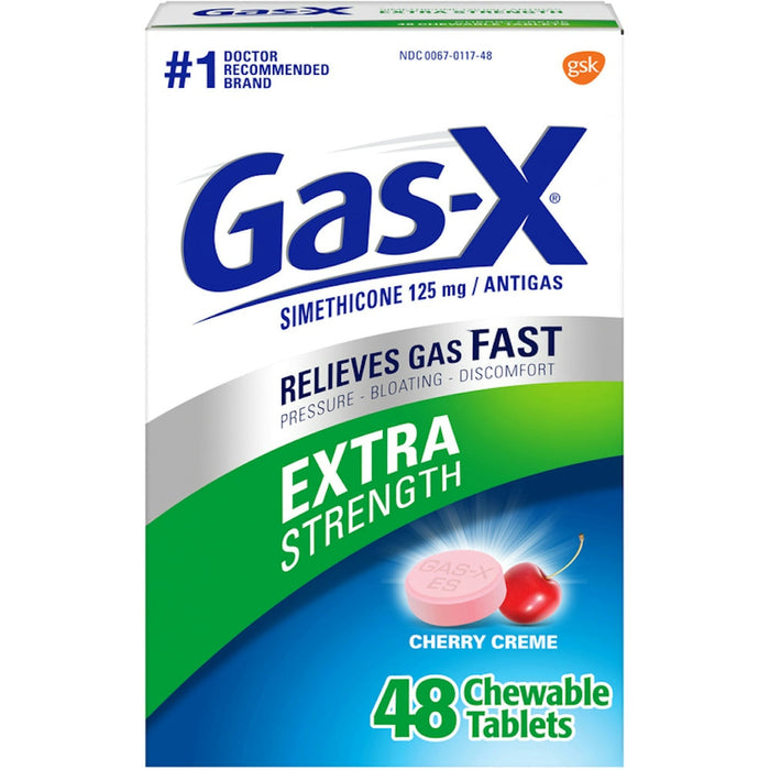 Gas-X Antigas, Extra Strength, 125 Mg, Chewable Tablets, Cherry Creme by Pasteur Pharmacy