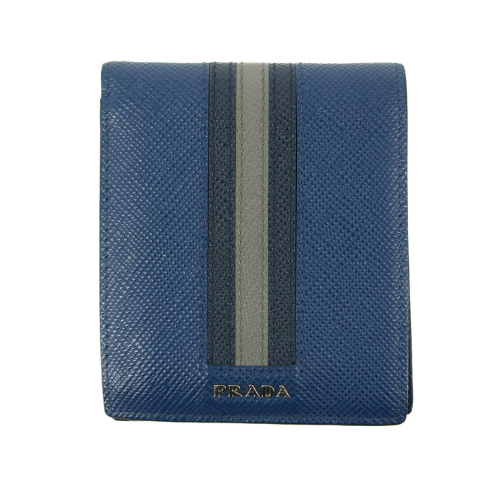Prada Saffiano Leather Blue Mens Bifold Wallet #4721 by Bolt Boutique